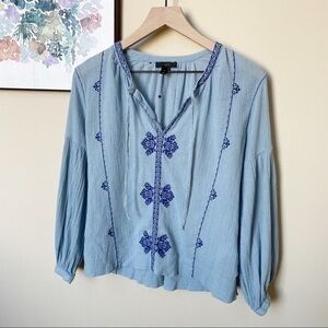 J. Crew Boho Embroidered Gauze Blouse Size 0P